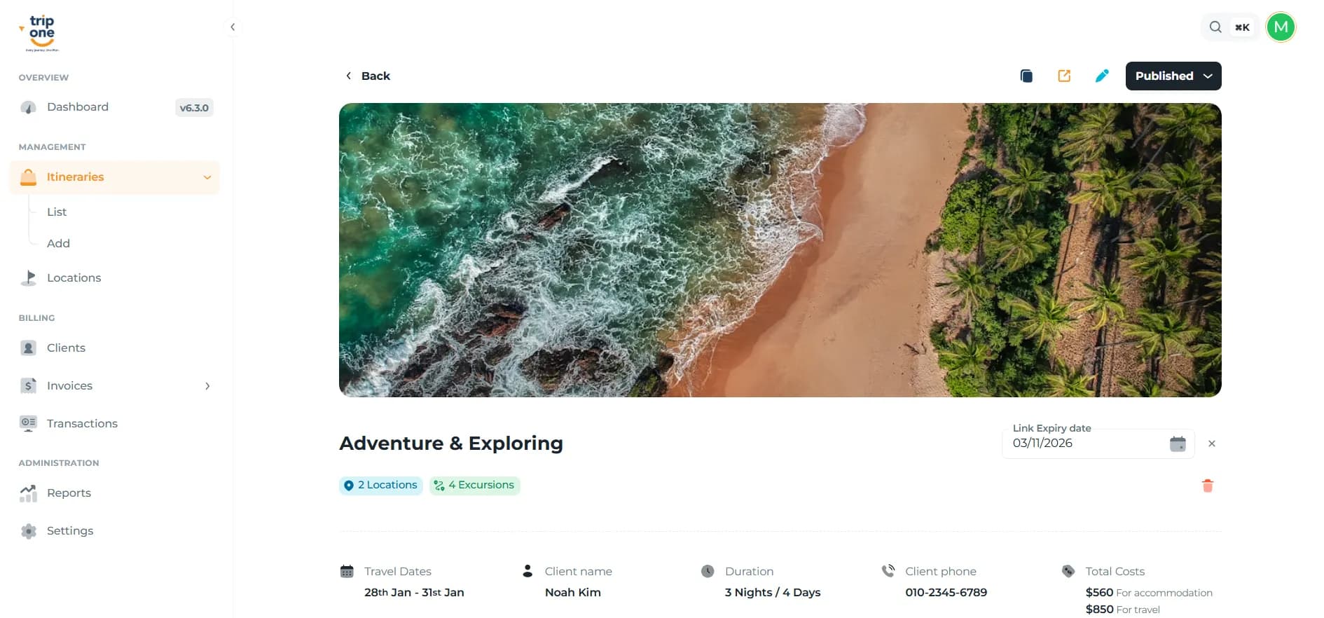 TripOne Dashboard